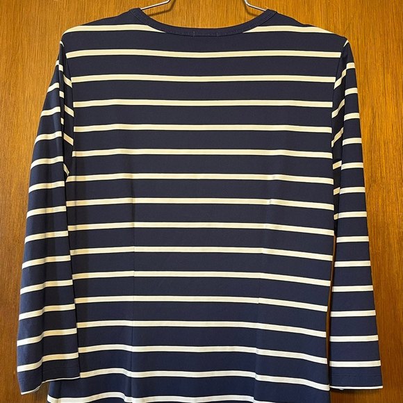 J. Mclaughlin Woman's Navy & White Striped Classic Midi Dress Size Medium - Picture 5 of 6